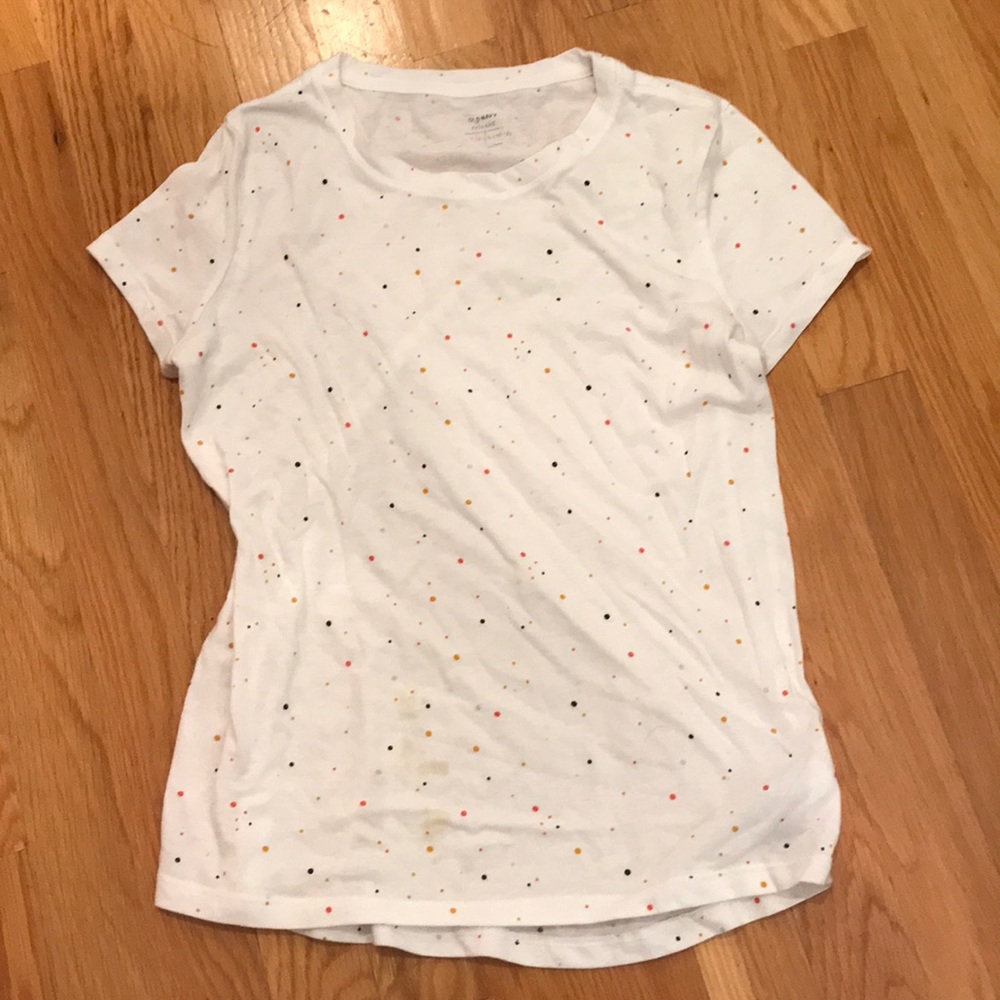 OLD NAVY WHITE T-SHIRT WITH COLORFUL DOTS